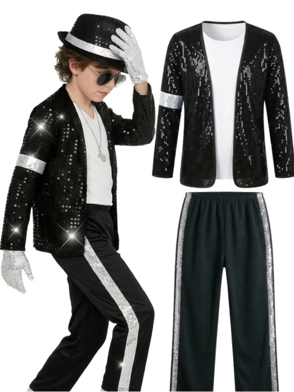 DINIZIMO 5Pcs 80s 90s Dance Star Costume For Kids Pop Stage - Picture 1 of 4